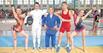 Bild: Sportliche Vielfalt, junge Elite (v. l.): Alina Sojcenko, Alexander Krause, Laura Ackermann, Anton Vieweg und Maxi Lohmar hochmotiviert vor dem Schulvergleich.