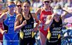 Bild: Bianca Bogen und Laura Lindemann bei der Triathlon-Europameisterschaft in Glasgow auf Kurs. Beide haben das Ticket für die U23-WM gelöst.