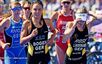 Bild: Bianca Bogen und Laura Lindemann bei der Triathlon-Europameisterschaft in Glasgow auf Kurs. Beide haben das Ticket für die U23-WM gelöst.