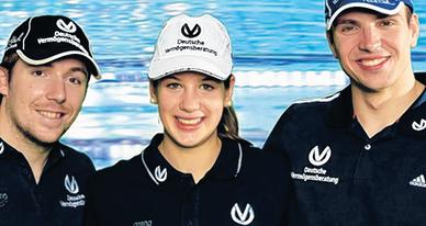 Schwimmerin Michelle Zehmisch mit den Europameistern Marco Koch (l.) und Paul Biedermann. Schwimmerin Michelle Zehmisch mit den Europameistern Marco Koch (l.) und Paul Biedermann.