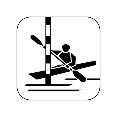 Grafik: Piktogramm für die Sportart Kanuslalom.