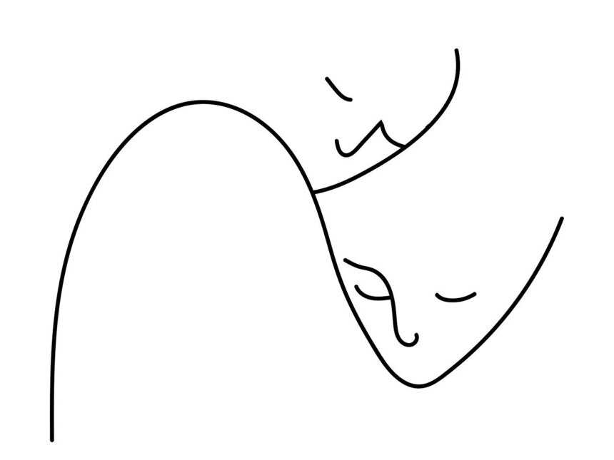 Grafik: Zwei Gesichter in Umarmung.